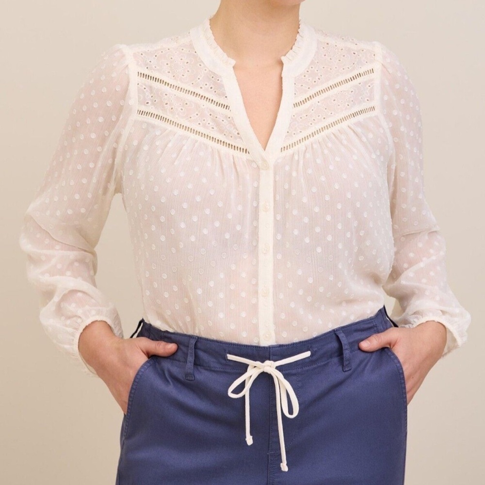 TORRID- Ivory Chiffon Eyelet Blouse